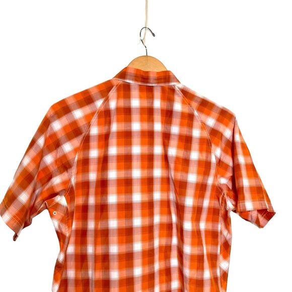 REI Snap Button Front Short Sleeve Hiking Shirt Men's Medium Zip Pocket Vents - Picture 4 of 12